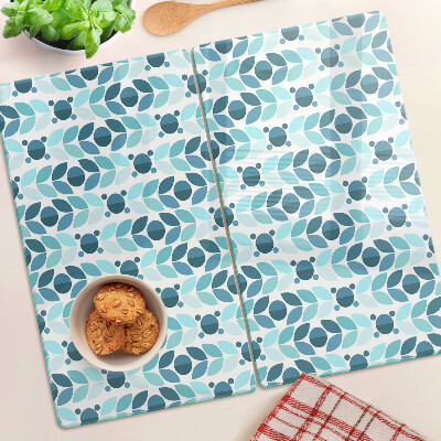 Planche à découper verre Feuilles aux tons bleus