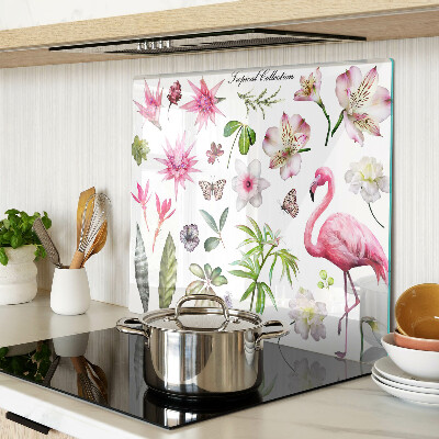 Planche à découper en verre Collection de fleurs et d'oiseaux tropicaux