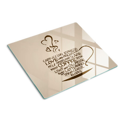 Planche à découper verre Café et coeur