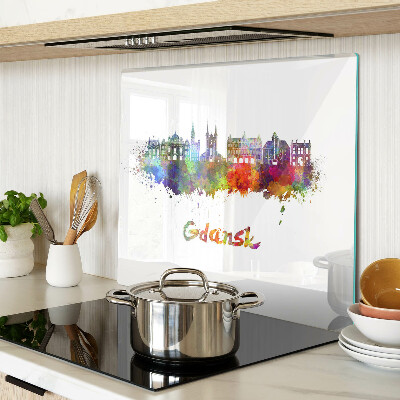 Planche à découper en verre Gdansk aux couleurs de l'aquarelle