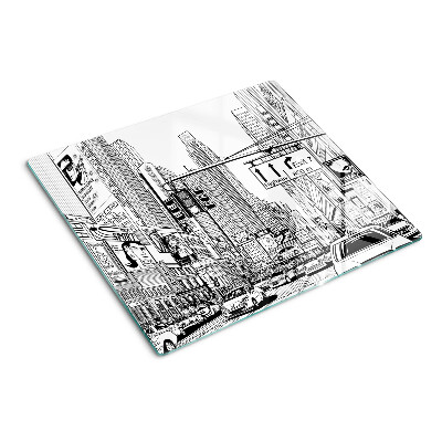 Planche à découper verre New York en style bande dessinée