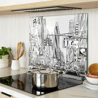 Planche à découper verre New York en style bande dessinée
