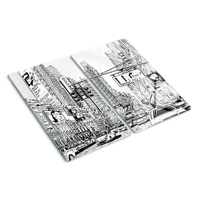 Planche à découper verre New York en style bande dessinée