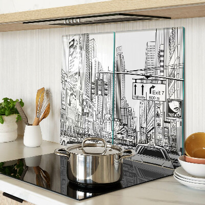 Planche à découper verre New York en style bande dessinée