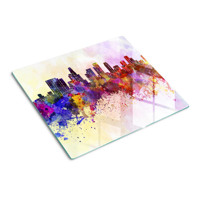 Planche à découper en verre Paysage de silhouette de ville à l'aquarelle