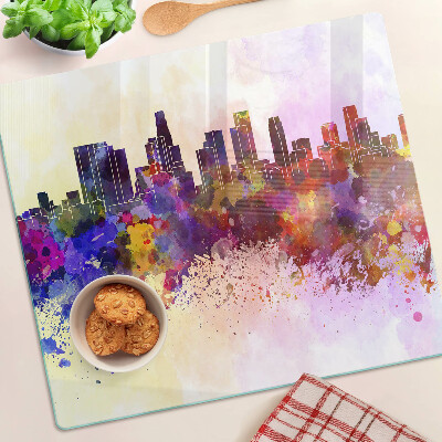 Planche à découper en verre Paysage de silhouette de ville à l'aquarelle