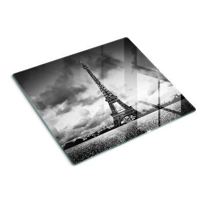 Planche à découper verre La Tour Eiffel en noir et blanc