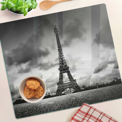 Planche à découper verre La Tour Eiffel en noir et blanc