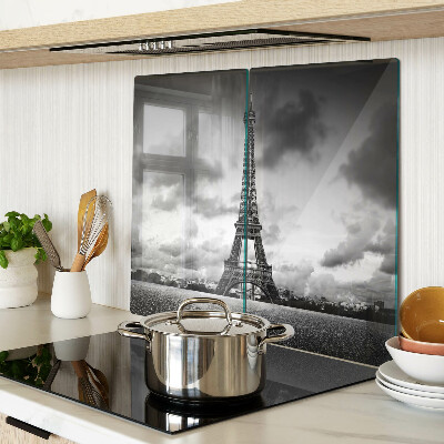 Planche à découper verre La Tour Eiffel en noir et blanc