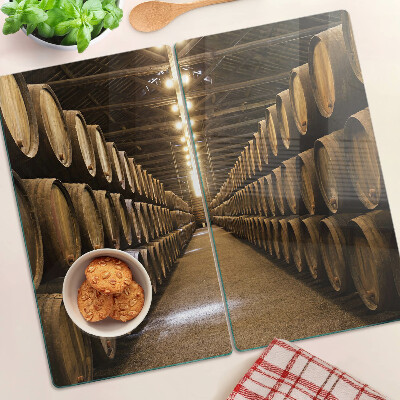 Planche à découper verre Intérieur d'une cave avec des barriques