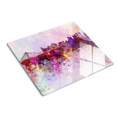 Planche à découper en verre Ville en style aquarelle