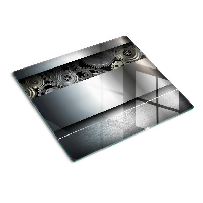 Planche à découper verre Engrenages mécaniques et surfaces métalliques