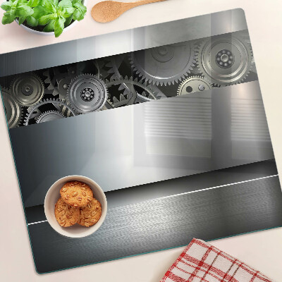 Planche à découper verre Engrenages mécaniques et surfaces métalliques