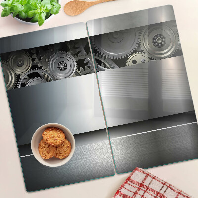 Planche à découper verre Engrenages mécaniques et surfaces métalliques