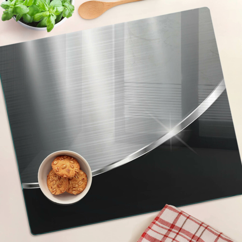Planche De Cuisine En Verre Tulup 60x52 Cm – Fond Métallique Argenté Moderne
