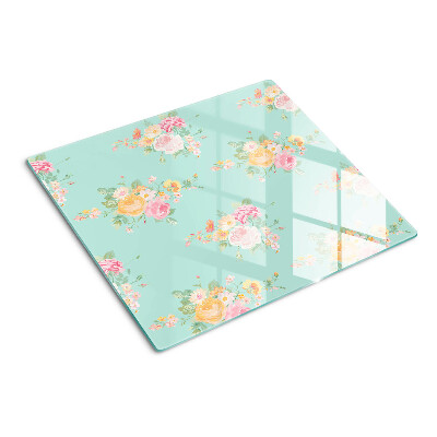 Planche à découper verre Motif floral aux couleurs pastel