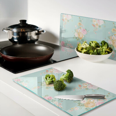 Planche à découper verre Motif floral aux couleurs pastel