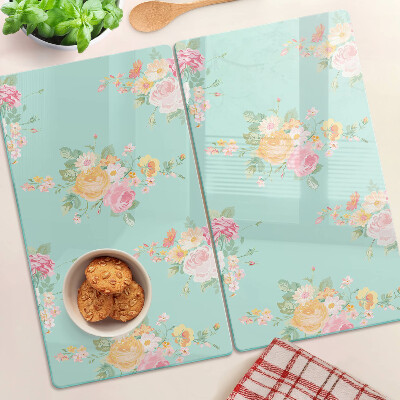 Planche à découper verre Motif floral aux couleurs pastel