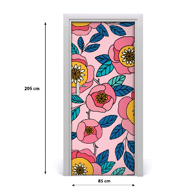 Autocollant de porte Fleurs colorées