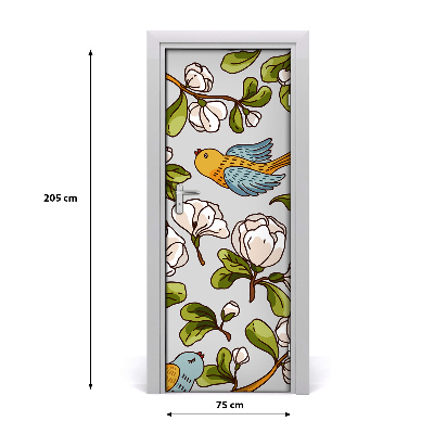 Sticker porte Oiseaux et fleurs