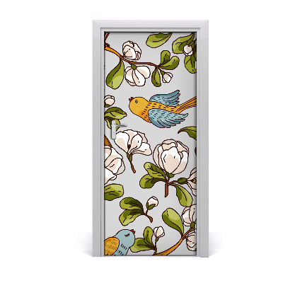 Sticker porte Oiseaux et fleurs