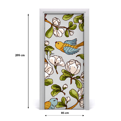 Sticker porte Oiseaux et fleurs