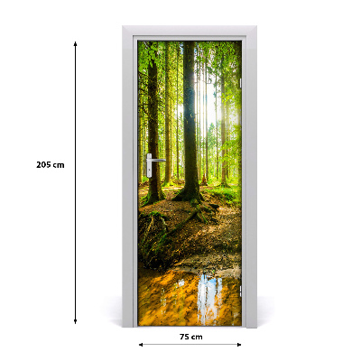 Autocollant de porte Soleil dans la forêt