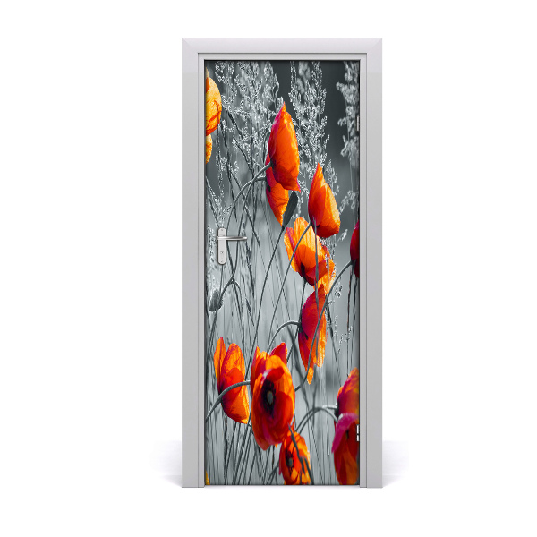 Sticker de porte Coquelicots fleurs sauvages