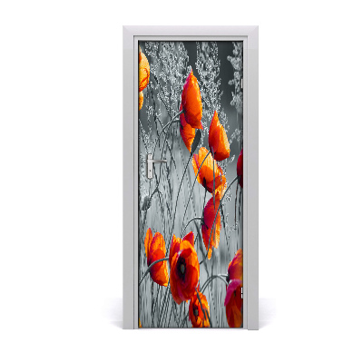 Sticker de porte Coquelicots fleurs sauvages