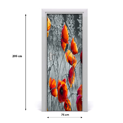 Sticker de porte Coquelicots fleurs sauvages