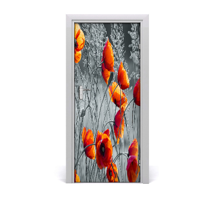 Sticker de porte Coquelicots fleurs sauvages