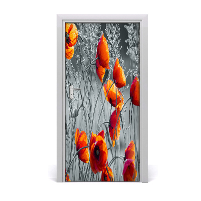 Sticker de porte Coquelicots fleurs sauvages