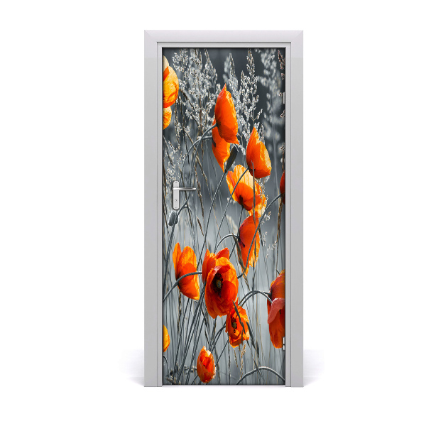 Sticker de porte Coquelicots fleurs sauvages