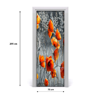 Sticker de porte Coquelicots fleurs sauvages