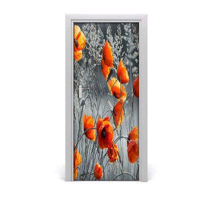 Sticker de porte Coquelicots fleurs sauvages