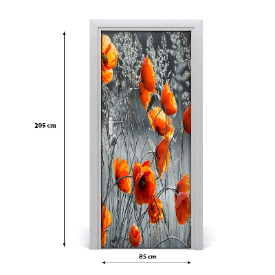 Sticker de porte Coquelicots fleurs sauvages