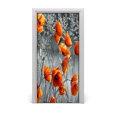 Sticker de porte Coquelicots fleurs sauvages