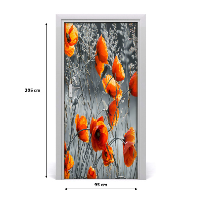 Sticker de porte Coquelicots fleurs sauvages