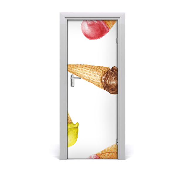 Autocollant de porte Crème glacée wafelku