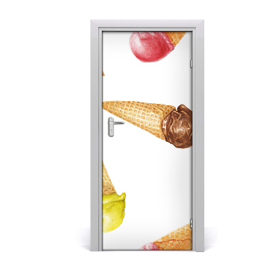 Autocollant de porte Crème glacée wafelku