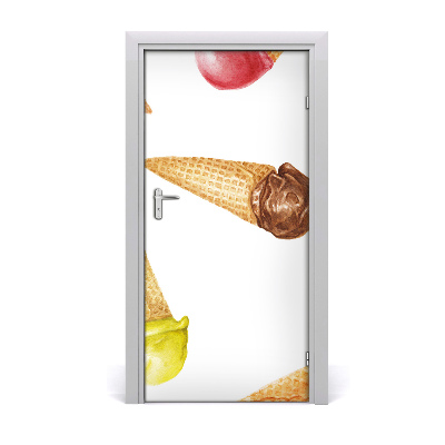 Autocollant de porte Crème glacée wafelku