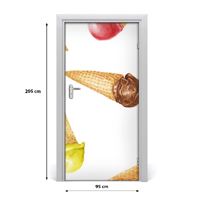 Autocollant de porte Crème glacée wafelku