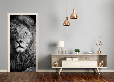 Sticker porte Portrait d'un lion
