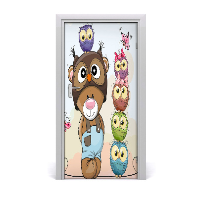 Sticker de porte Ours et owl