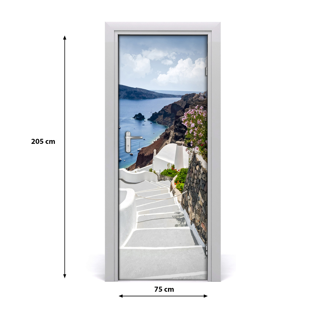 Sticker porte trompe l'oeil déco Fleurs 90x200cm - Maison Sticker porte trompe l'oeil déco Fleurs 90x200cm - Maison