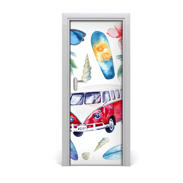 Sticker porte Ensemble surfeur