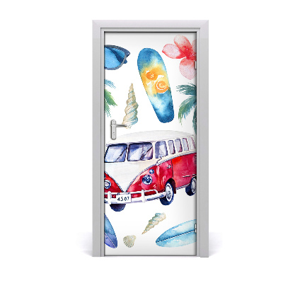 Sticker porte Ensemble surfeur