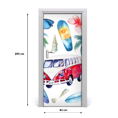 Sticker porte Ensemble surfeur