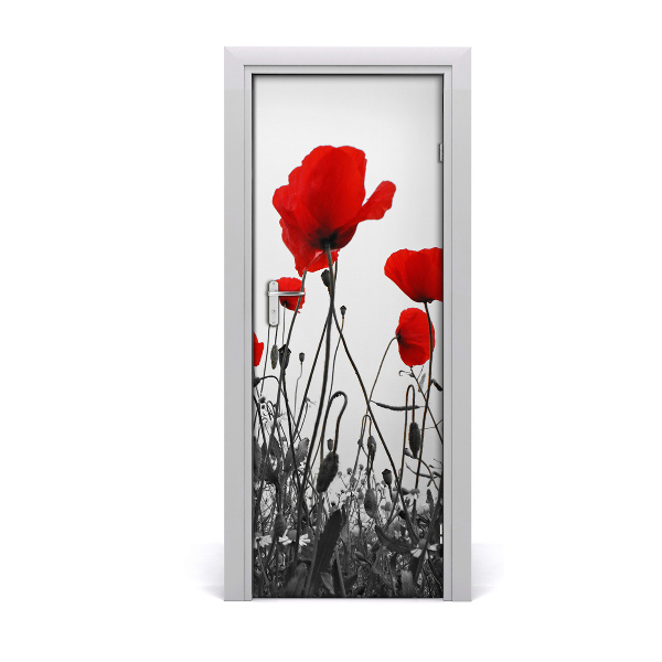 Sticker de porte Coquelicots fleurs sauvages