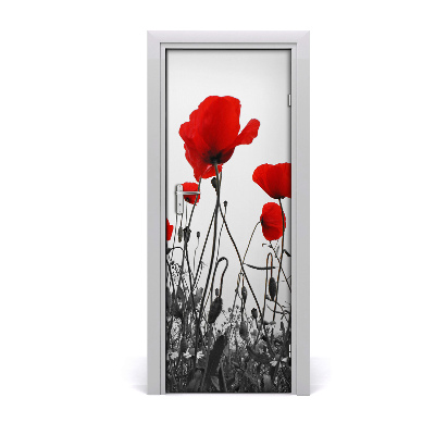 Sticker de porte Coquelicots fleurs sauvages